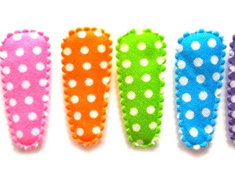 25 pcs mix rainbow colors white dot cotton hair clip Covers for toddler baby size 35 mm