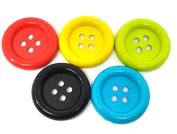 Craft Buttons 50pcs 28mm Mixed Color 2 Big Holes Plastic Buttons