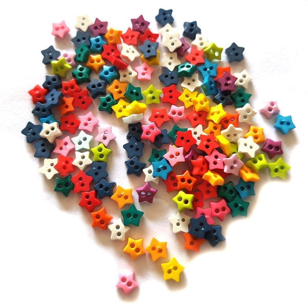 100 pcs Cute Tiny star buttons size 6 mm mix assorted colors for sewing crafts