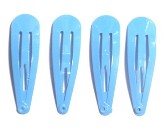 24 Pcs 50 mm Girl Hair Snap Clips findings Light Blue