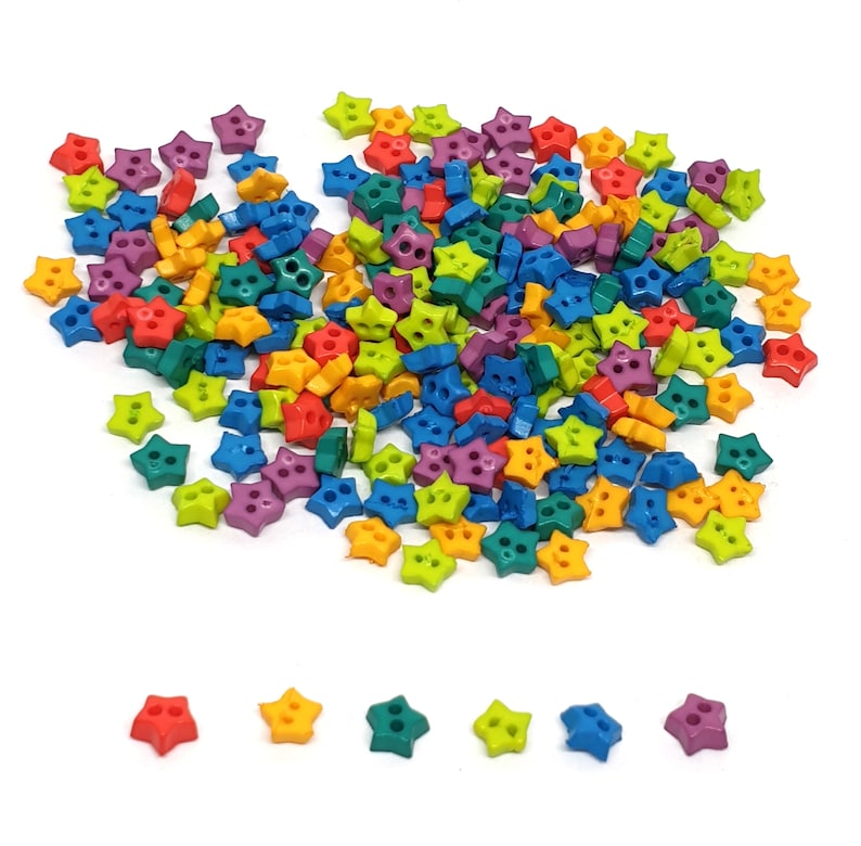 200 pcs tiny star buttons 4mm mix color for doll crafts costume image 1