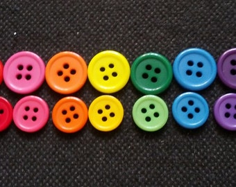 100 pcs mix rainbow colors 4 holes round buttons mix sizes for sewing crafts