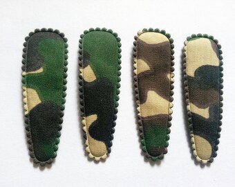 25 pcs Green Army Camouflage soldier Hair Clip COVERS size 55 mm