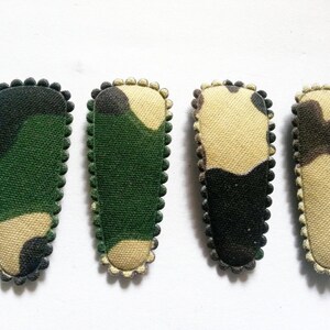25 pcs Green Army Camouflage Hair Clip COVER for toddler baby size 35 mm