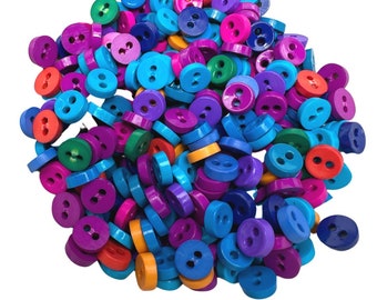 150 Pcs Tiny round Buttons, Micro Buttons 2holes for crafts findings accessories 6 mm, mix blue pink purple