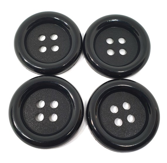 20 pcs Big buttons 4 holes size 33 mm Black color for sewing crafts findings