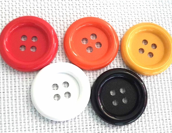 20 pcs 4 holes big buttons size 33mm for sewing crafts accessories mix colors red orange yellow black white
