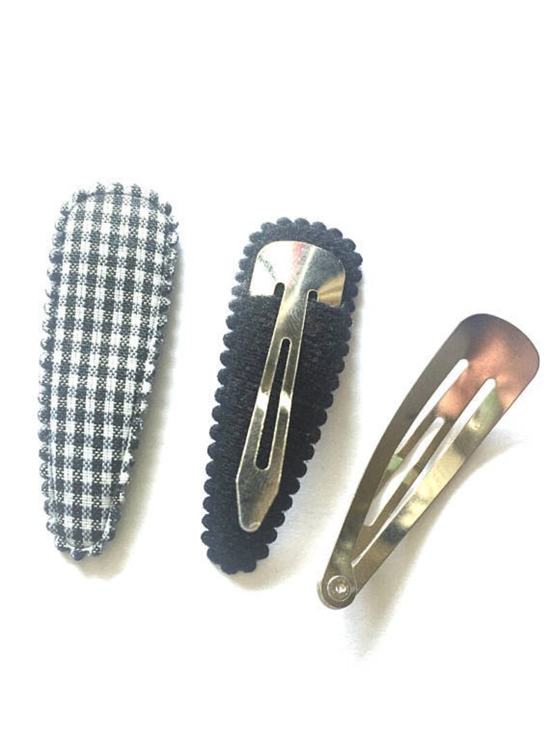 25 pcs Navy blue Gingham small hair clip Covers for toddler baby girl size 35 mm