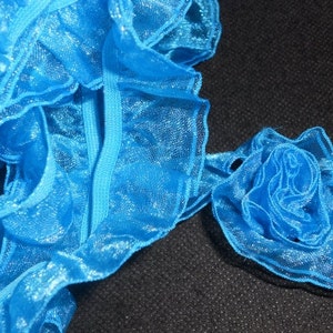 2 yards Bright Blue organza ruffle elastic trim 2 layers size 25 mm image 2