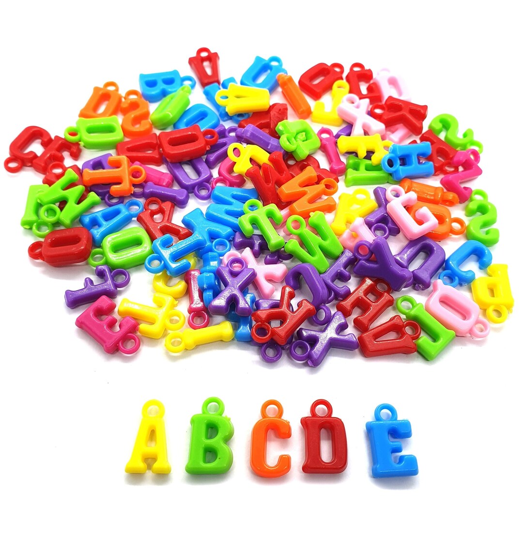 100 Pcs Mix Assorted Abc Alphabet Beads, Letter Charms, for Beading ...