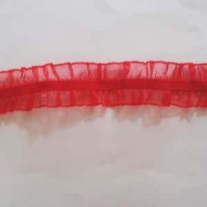 2 Yards Plain Red Organza Ruffle Elastic Trim Size 25 Mm