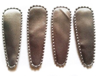 25 pcs Grey Plain Satin Hair Clip COVERS size 55 mm