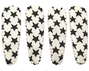 25 pcs White color Black star printed hair clip covers size 55mm