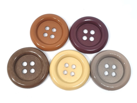 20 Pcs Big Buttons 4 Holes Size 33 Mm Mix Earth Tone Colors 