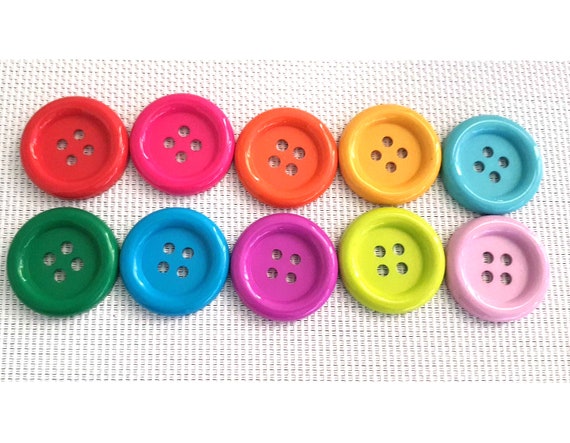 20 pcs Big buttons 4 holes size 33 mm Mix assorted 10 colors