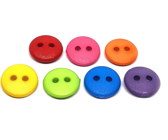 100 Pcs 2 Holes Plain Round Buttons for Crafts Sewing Findings Size 11 Mm  Mix Rainbow Tone Colors 