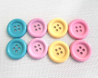 20 pcs Big buttons 4 holes size 33 mm Mix pastel color, pink, blue, yellow ,purple