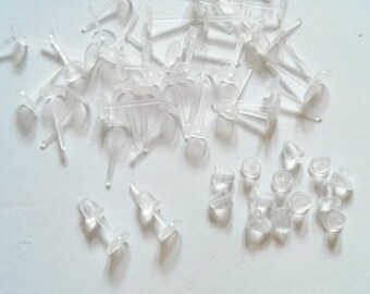 100 Pcs or 50 Pairs DIY Blank plastic earrings post stud with earnut stopper, pvc earrings