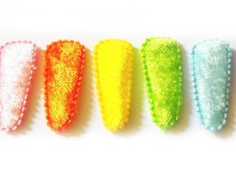 25 pcs Mix rainbow colors shiny felt small hair clip cover for toddler baby size 35mm