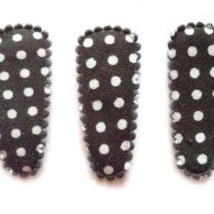25 pcs nero colore bianco dot cotton piccolo capelli clip copre per ragazza taglia 35 mm
