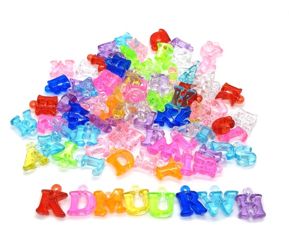100 pcs Mix ABC assorted alphabet letters charms beads findings mix colors