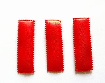 25pcs Red Plain Satin Rectangular Hair Clip COVERS size 55 mm