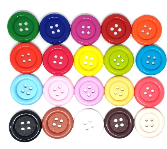 20 pcs Big buttons 4 holes size 33 mm mix assorted 20 colors for sewing  crafts