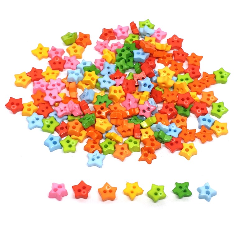 200 pcs tiny star buttons 4mm mix color for doll crafts costume image 2