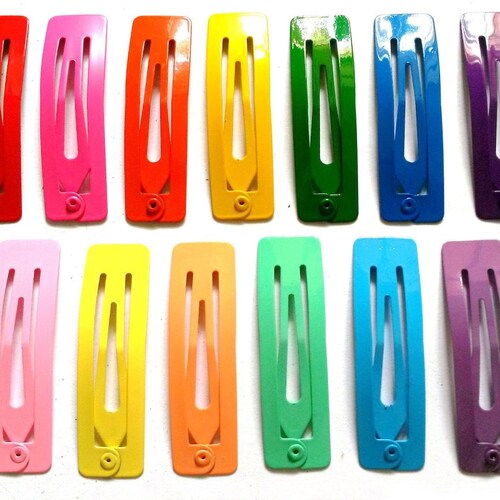 24 Pcs Rectangular Hair Clips Size 50 Mm Mix Colors Etsy