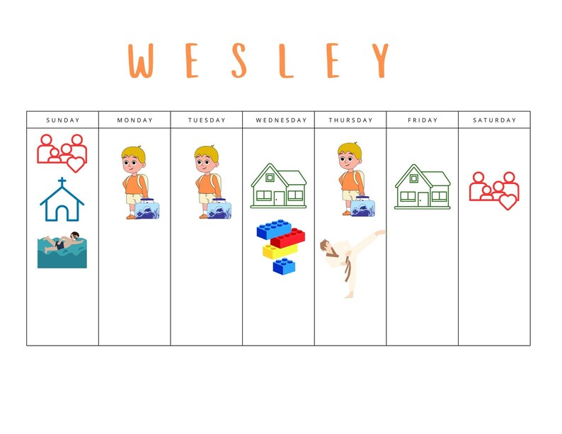 Printable Weekly Calendar for Kids - Etsy