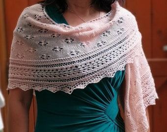 Lily Garden Lace Shawl Pattern, Crescent Shape Shawl, Top Down and sideways lace knitting, Wedding Bridal Shawl