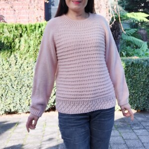 Knitting Pattern Snuggle Knitting Sweater, Bottom Up Jumper, Comfy Raglan Sweater, Texture Knit Pullover, Beginner Knitting Project image 2