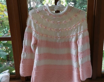 Knitting Pattern - Sweet Bella Top down Yoke Sweater ⨯ Woman Stripe Pullover x Chunky Texture Knitting Jumper  x Easy knit