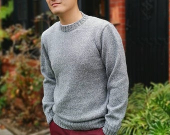 Wanderer Sweater Men’s Knitting Pattern, Classic Crew Neck Jumper, Advanced Beginner Knit