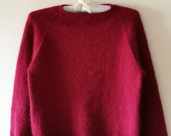 Modello lavorato a maglia - Bellissimo maglione raglan bordeaux top down ⨯ Pullover classico lavorato a maglia x maglione lavorato a maglia per principianti senza fronzoli dalla XS alla 5XL