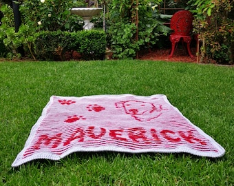 Custom Dog Name Knitting Blanket Pattern, Shadow Illusion Knit (PDF Pattern)