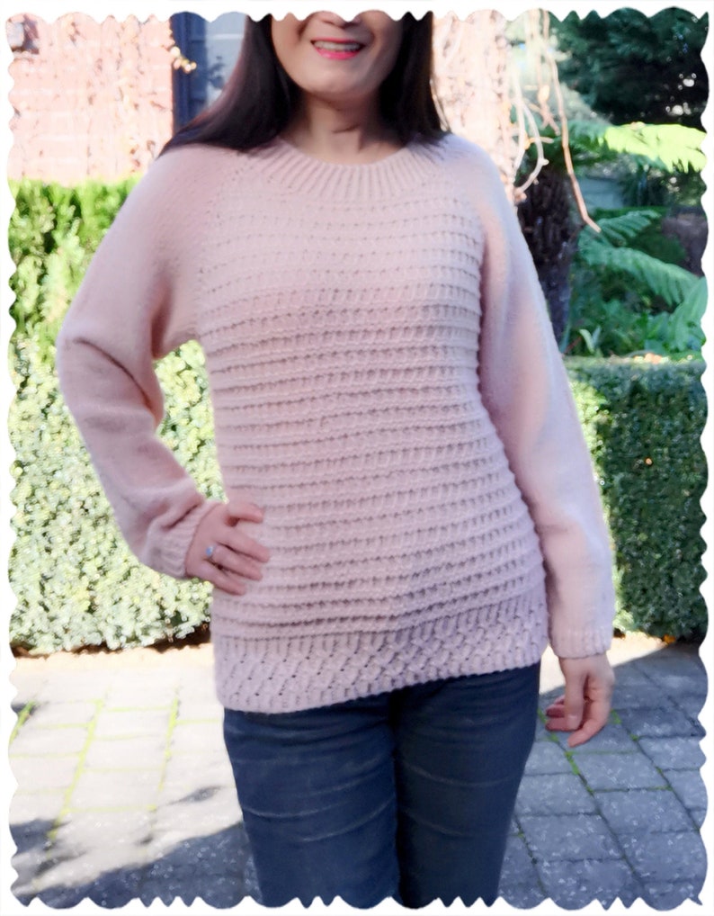 Knitting Pattern Snuggle Knitting Sweater, Bottom Up Jumper, Comfy Raglan Sweater, Texture Knit Pullover, Beginner Knitting Project image 3