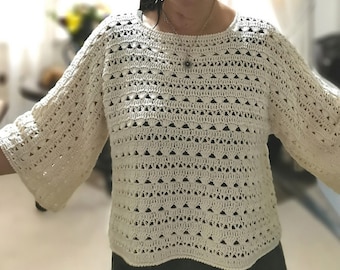 CROCHET PATTERN - Elegant Sea Flower Summer Lace Top Tunic