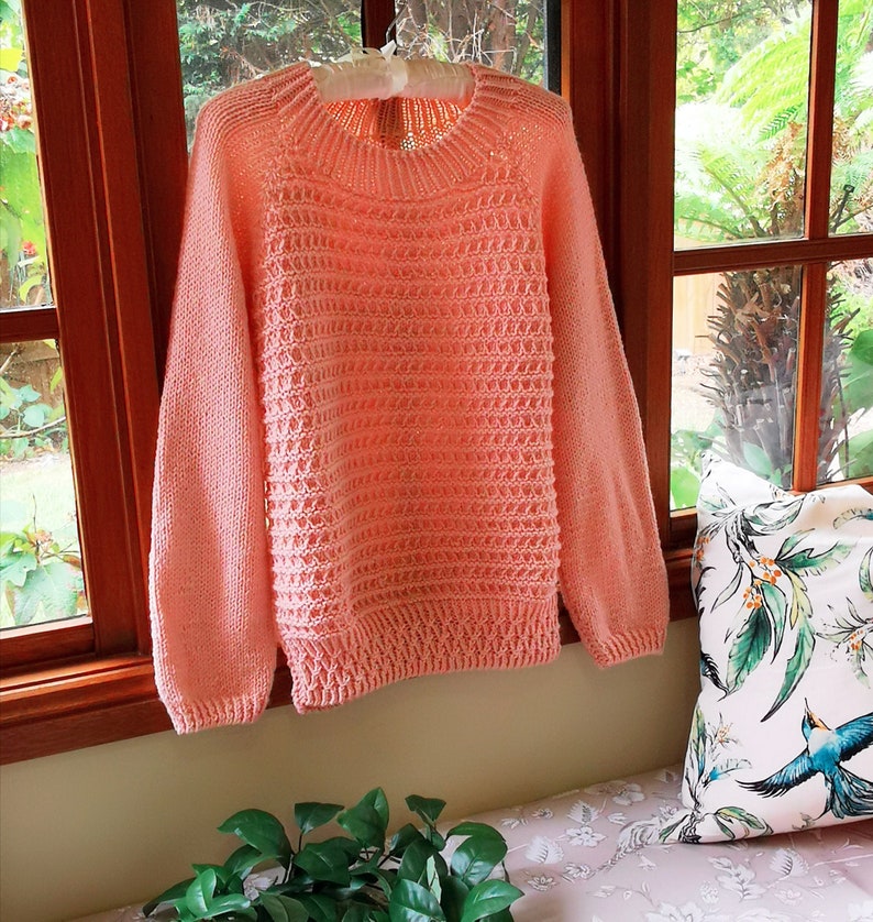 Knitting Pattern Snuggle Knitting Sweater, Bottom Up Jumper, Comfy Raglan Sweater, Texture Knit Pullover, Beginner Knitting Project image 5