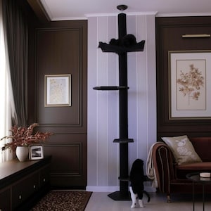 Tall Climber Cat Tree with Hammock, No-drill Tension Mounted Installation. Modern Floor to Ceiling Cat Tree Tower, Luxury Cat Tree image 4