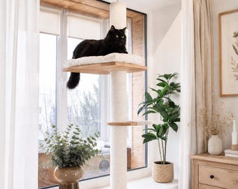 Kattenmand met krabpaal voor aan het raam, verstelbare kattenplank voor aan het raam, kattentoren voor op de vensterbank zonder boren.