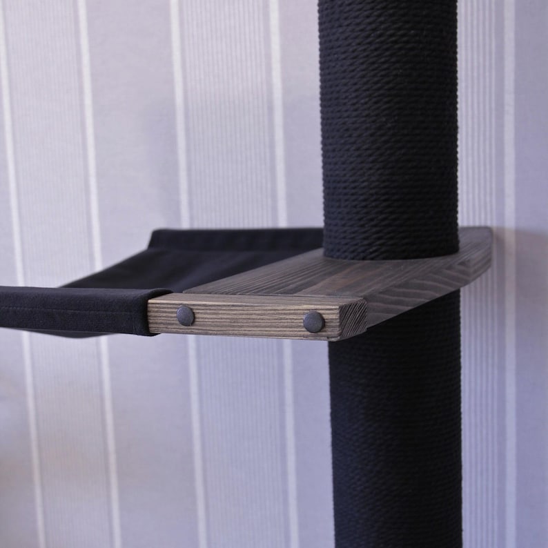 Tension Mounted Large Cat Tree with 2 Cat Hammocks, Floor to Ceiling Cat Tree Tower, Wooden Cat Tree with No-drill Installation image 15