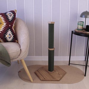 Cat Scratcher Tower – Large Cat Scratching Post with Jute or Cotton Rope. Wood Cat Furniture, Scratch Post for Tall Cats, Elegant Pet Gift