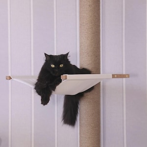 Tension Mounted Large Cat Tree with 2 Cat Hammocks, Floor to Ceiling Cat Tree Tower, Wooden Cat Tree with No-drill Installation image 10