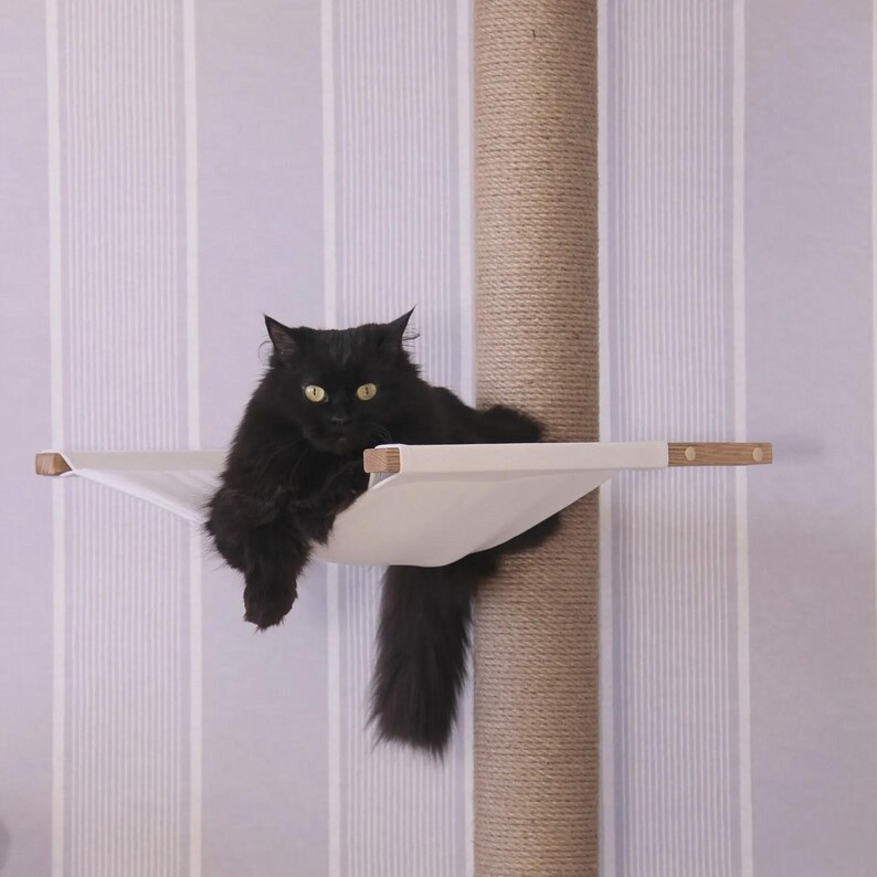 Tension Mounted Large Cat Tree with 2 Cat Hammocks, Floor to Ceiling Cat Tree Tower, Wooden Cat Tree with No-drill Installation image 10