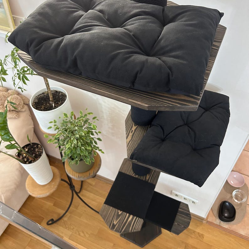 Adjustable Floor to Ceiling Cat Tree, Modern Cat Tower, Two Beds image 15