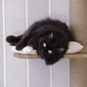 Adjustable Floor to Ceiling Cat Tree, Modern Cat Tower, Two Beds White + Natural Jute