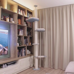 Adjustable Floor to Ceiling Cat Tree, Modern Cat Tower, Two Beds image 4