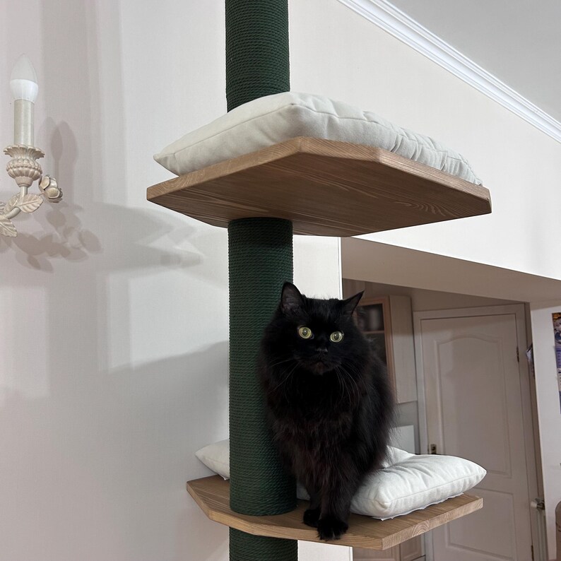 Adjustable Floor to Ceiling Cat Tree, Modern Cat Tower, Two Beds image 10