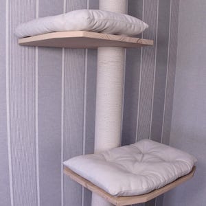 Adjustable Floor to Ceiling Cat Tree, Modern Cat Tower, Two Beds image 13